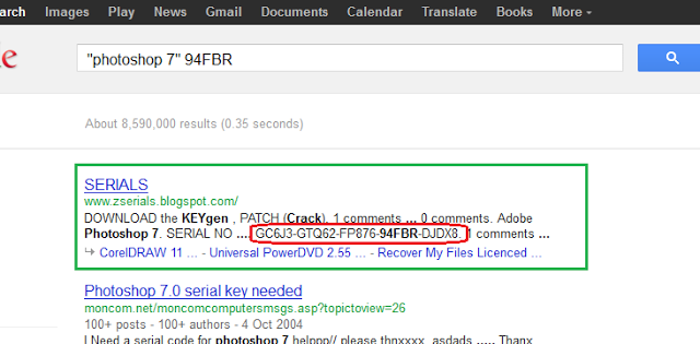 *** HOW TO FIND SERIAL KEYS FROM GOOGLE***
